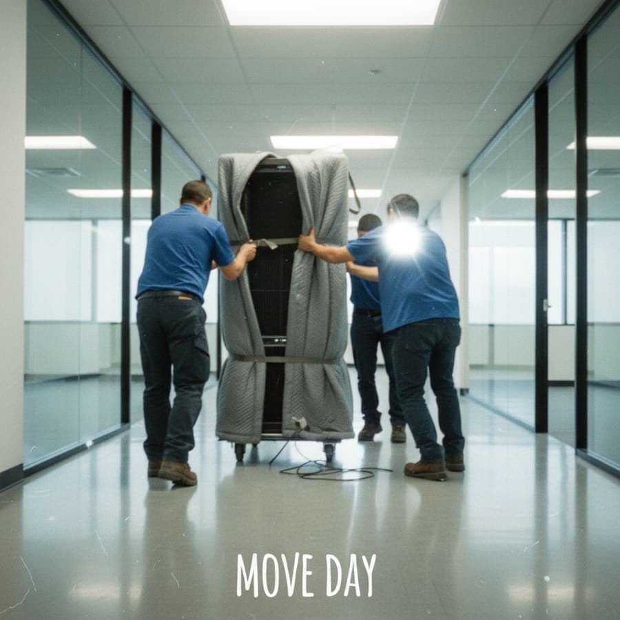 Prymera crew performing overnight lobby repaint in Class-A office tower